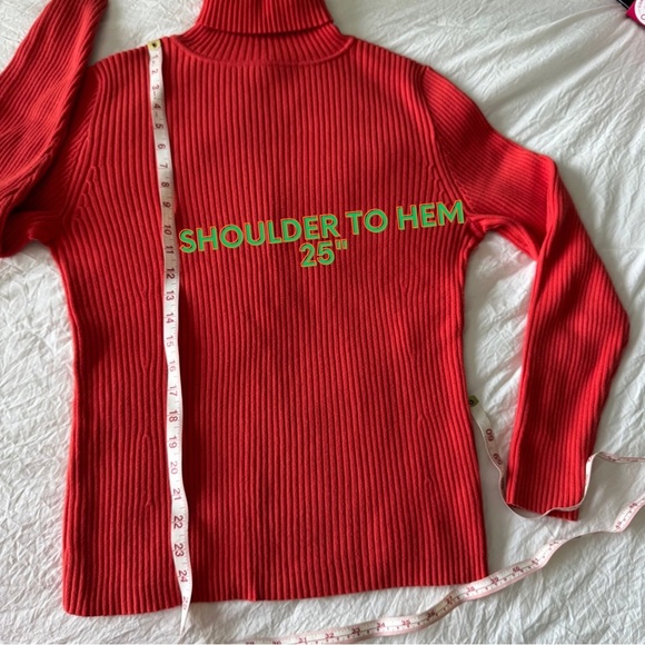 Vintage Gap Orange Ribbed Turtleneck Sweater Long Sleeve Chunky Knit Size L - Picture 3 of 6